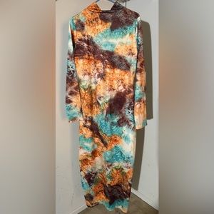 Bodycon Maxi Dress Multicolored Marble Print